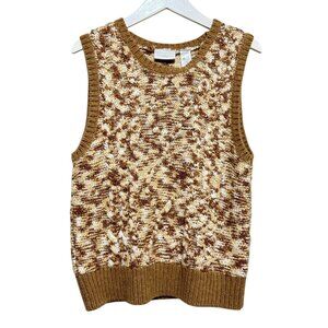 Liz Claiborne Lizsport Vintage Sweater Vest Women’ Size L Brown/White Cable Knit